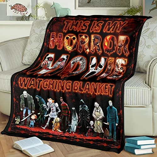 XXME This Is My Horror Movie Watching Blanket, Horror Character Blanket, Scary Movie Blanket, Movie Lovers Gift For Halloween (80''L X 60''W) 5 XXME This Is My Horror Movie Watching Blanket, Horror Character Blanket, Scary Movie Blanket, Movie Lovers Gift For Halloween (80''L X 60''W) - Image 3