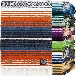 Orizaba Original Rasta Hand Made Mexican Blanket | Yoga Blanket | Beach Blanket | Picnic Blanket | Falsa | Saltillo | Serape - Ikal -Electric Blankets Sales 2022 61SxxYo4yuL. AC