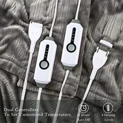 SUNNY HEAT Electric Heated Blanket Queen Size 84‘’X90‘’, Double-Sided Silky Cozy Flannel Warming Blanket With Two Separate Controllers, 4 Heating Levels & 10 Hours Auto Off, Machine Washable And Home Use Grey -Electric Blankets Sales 2022 61VzlfNAXbL