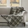 Woolrich Tasha Luxury Quilted Throw Taupe 50x70 Plaid Premium Soft Cozy 100% Cotton For Bed, Couch Or Sofa Huntington, Red