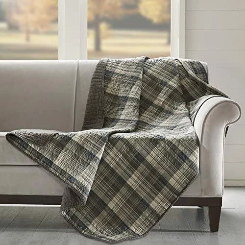 Woolrich Tasha Luxury Quilted Throw Taupe 50x70 Plaid Premium Soft Cozy 100% Cotton For Bed, Couch Or Sofa Huntington, Red 7 Woolrich Tasha Luxury Quilted Throw Taupe 50x70 Plaid Premium Soft Cozy 100% Cotton For Bed, Couch Or Sofa Huntington, Red - Image 5