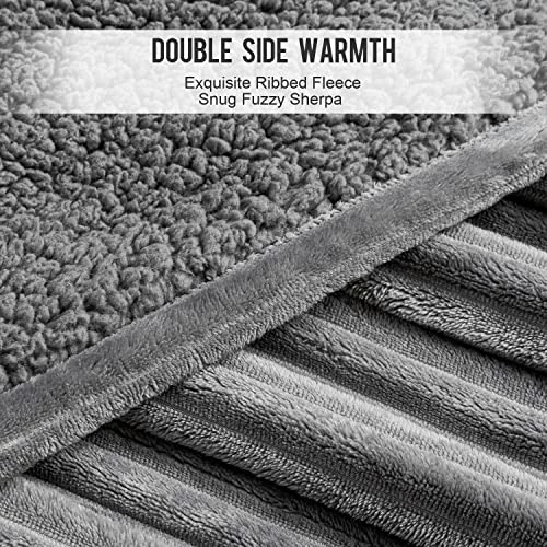 Uttermara Electric Blanket Twin Size 62x84 Inches - Soft Warm Sherpa Heated Blanket, 10 Heating Levels Fast Heating Blanket With 12hrs Auto-Off Timer, Ribbed Fleece Full Body Warming Blanket, Grey 5 Uttermara Electric Blanket Twin Size 62x84 Inches - Soft Warm Sherpa Heated Blanket, 10 Heating Levels Fast Heating Blanket With 12hrs Auto-Off Timer, Ribbed Fleece Full Body Warming Blanket, Grey - Image 3