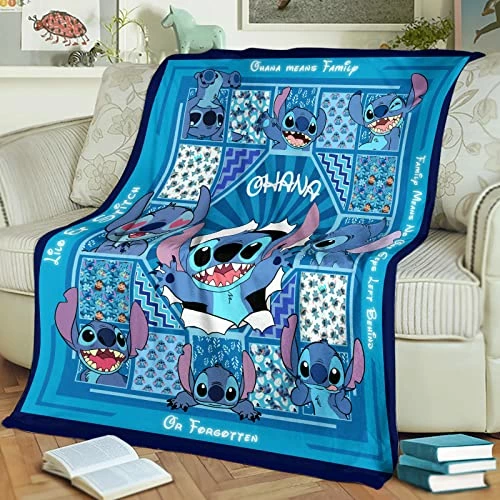 XXME Blue Alien Pattern Blanket, Family Blanket, Gift For Cute Allien Lovers, Blanket For Home Bedding Sofa (60''L X 50''W) Blue 2 4 XXME Blue Alien Pattern Blanket, Family Blanket, Gift For Cute Allien Lovers, Blanket For Home Bedding Sofa (60''L X 50''W) Blue 2 - Image 2