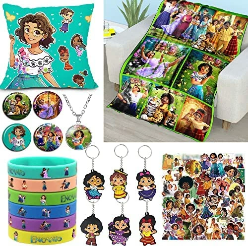 Tienaoke Encanto Blanket Gift Set, Includes Blanket 40x60in, Pillowcase, 50 Pieces Stickers, 6 Keychains, 6 Bracelets, Button Pins, Necklace Style B 10 Tienaoke Encanto Blanket Gift Set, Includes Blanket 40x60in, Pillowcase, 50 Pieces Stickers, 6 Keychains, 6 Bracelets, Button Pins, Necklace Style B - Image 8