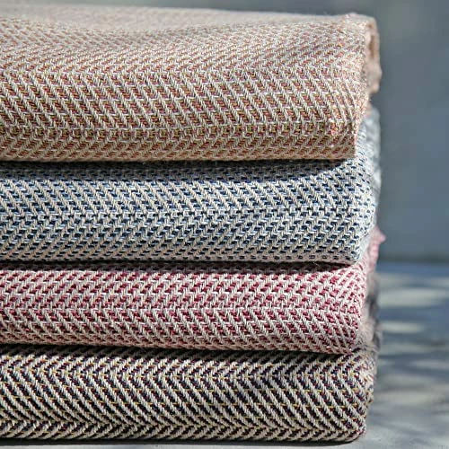 Sunday Afternoon Home Lightweight Turkish Cotton Blanket - Queen/King Size - Herringbone Pattern With Fringes - 78 X 86 Inches - Bed Couch Luxury Blanket - Beige Navy 9 Sunday Afternoon Home Lightweight Turkish Cotton Blanket - Queen/King Size - Herringbone Pattern With Fringes - 78 X 86 Inches - Bed Couch Luxury Blanket - Beige Navy - Image 7