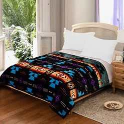 Nu Trendz Southwest Native American Blanket Queen For Bed Couch Sofa, Queen Size Cozy Plush Blanket Reversible Aztec Soft Fleece Throw Blanket (Navajo Print) Teal Green/Black -Electric Blankets Sales 2022 61jXXJOqjuL