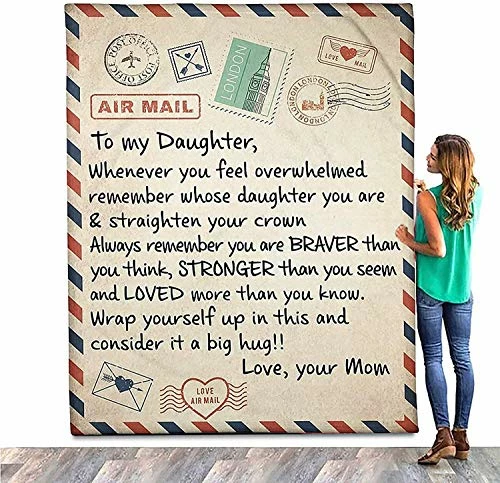 N/V To My Daughter Blanket From Mom Fleece Blanket Letter Printed Quilts Air Mail Blanket Personalized Custom Gifts 3 N/V To My Daughter Blanket From Mom Fleece Blanket Letter Printed Quilts Air Mail Blanket Personalized Custom Gifts