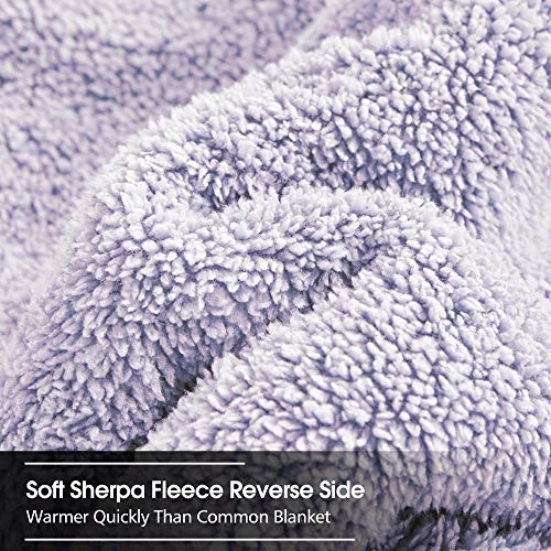 JML Luxury Sherpa Flannel Blanket 3-Piece, Winter Warm Bed Blanket With 2 Pillow Shams- Soft, Warm, Korean Style Printed Embossed Reversible Plush Bed Blanket, Poney King Size (79" X 91") Purple Floral 5 JML Luxury Sherpa Flannel Blanket 3-Piece, Winter Warm Bed Blanket With 2 Pillow Shams- Soft, Warm, Korean Style Printed Embossed Reversible Plush Bed Blanket, Poney King Size (79" X 91") Purple Floral - Image 3