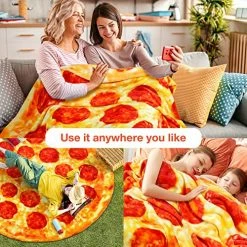 Hommtina Pizza Blanket Double Sided, Weird Gifts Giant Burrito Blanket Tortilla Blanket Realistic Food Blanket, Funny Gifts For Adults Teens Kids (80 Inches) -Electric Blankets Sales 2022 61jzftSAMfL