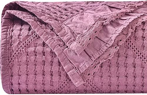 Chavish Cotton Waffle Wave Blanket Oversized, 59"x79" Luxury Soft Breathable Waffle Blanket Skin Friendly, Lightweight Blanket Layer For Bed Pink Style3-blue 7 Chavish Cotton Waffle Wave Blanket Oversized, 59"x79" Luxury Soft Breathable Waffle Blanket Skin Friendly, Lightweight Blanket Layer For Bed Pink Style3-blue - Image 5