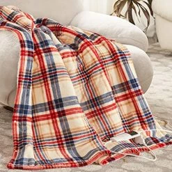 Octrot Heated Blanket Throw, Electric Throw Blanket, 50"x60", Ultra Soft Cozy Sherpa Heating Blanket With 10 Heating Levels 1-8 Hours Auto-Off Overheat Protection, Machine Washable (Blue Plaid) -Electric Blankets Sales 2022 61mqPLpAvlL. AC
