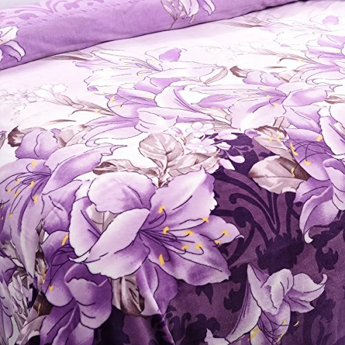 Plush Blanket King Size (90" X 102"), JML 300GSM Super Soft Warm Printed Flannel Fleece Blanket For Couch And Sofa, Purple Floral Star Red 6 Plush Blanket King Size (90" X 102"), JML 300GSM Super Soft Warm Printed Flannel Fleece Blanket For Couch And Sofa, Purple Floral Star Red - Image 4