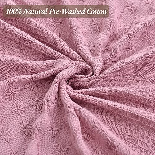 Chavish Cotton Waffle Wave Blanket Oversized, 59"x79" Luxury Soft Breathable Waffle Blanket Skin Friendly, Lightweight Blanket Layer For Bed Pink Style3-blue 4 Chavish Cotton Waffle Wave Blanket Oversized, 59"x79" Luxury Soft Breathable Waffle Blanket Skin Friendly, Lightweight Blanket Layer For Bed Pink Style3-blue - Image 2