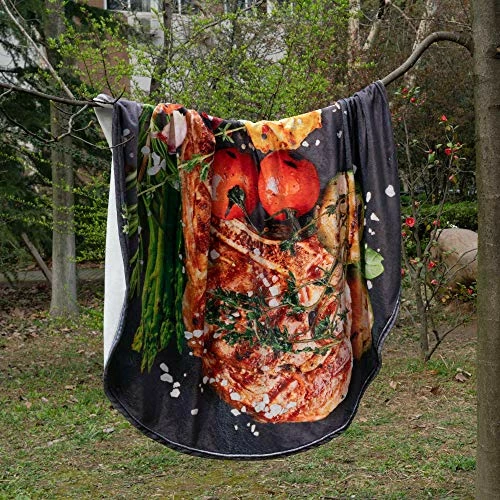 BATTILO HOME Interesting Steak Food Blanket, Funny Soft Large Flannel Gift Food Blankets For Adlts Pets Friends Couch Bed Sofa Travel, Diameter 71 Inch Flower Waffle 6 BATTILO HOME Interesting Steak Food Blanket, Funny Soft Large Flannel Gift Food Blankets For Adlts Pets Friends Couch Bed Sofa Travel, Diameter 71 Inch Flower Waffle - Image 4