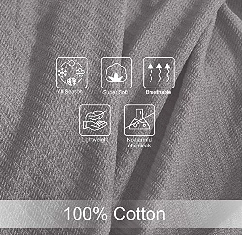 COTTON CRAFT - Soft Cotton Thermal Blanket - King - Herringbone Twill Weave - Luxurious Breathable Skin Friendly Lightweight Throw Blanket Sofa Couch Bed - All Season Travel Camping - Grey Matelassé Leaf- Ivory 6 COTTON CRAFT - Soft Cotton Thermal Blanket - King - Herringbone Twill Weave - Luxurious Breathable Skin Friendly Lightweight Throw Blanket Sofa Couch Bed - All Season Travel Camping - Grey Matelassé Leaf- Ivory - Image 4