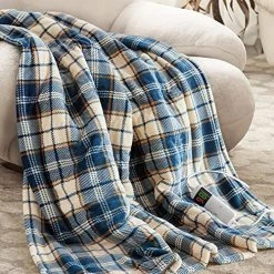 Octrot Heated Blanket Throw, Electric Throw Blanket, 50"x60", Ultra Soft Cozy Sherpa Heating Blanket With 10 Heating Levels 1-8 Hours Auto-Off Overheat Protection, Machine Washable (Blue Plaid) -Electric Blankets Sales 2022 61xXLjx S6L. AC