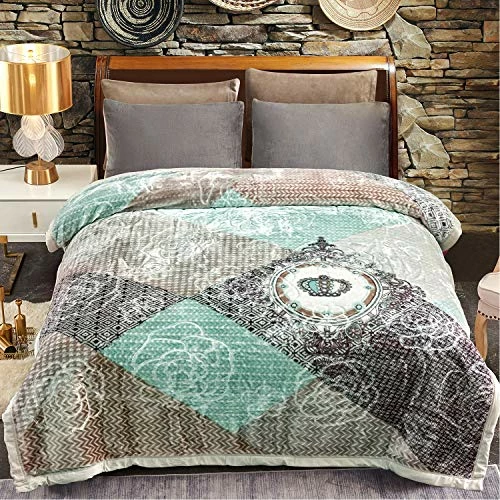 JML Plush Raschel Blanket, Korean Mink Blankets - Silky Soft, 2 Ply Printed Fleece Blanket (Patchwork, Queen) 4 JML Plush Raschel Blanket, Korean Mink Blankets - Silky Soft, 2 Ply Printed Fleece Blanket (Patchwork, Queen) - Image 2