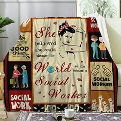 Joyloce Social Worker Practitioner Blanket Birthday Gift 60"x50" For Women - Lightweight Soft Warm Cozy Fuzzy Throws Blankets For Home Bedroom Sofa Couch Decor With Beautiful Print -Electric Blankets Sales 2022 61zajc9vfHL